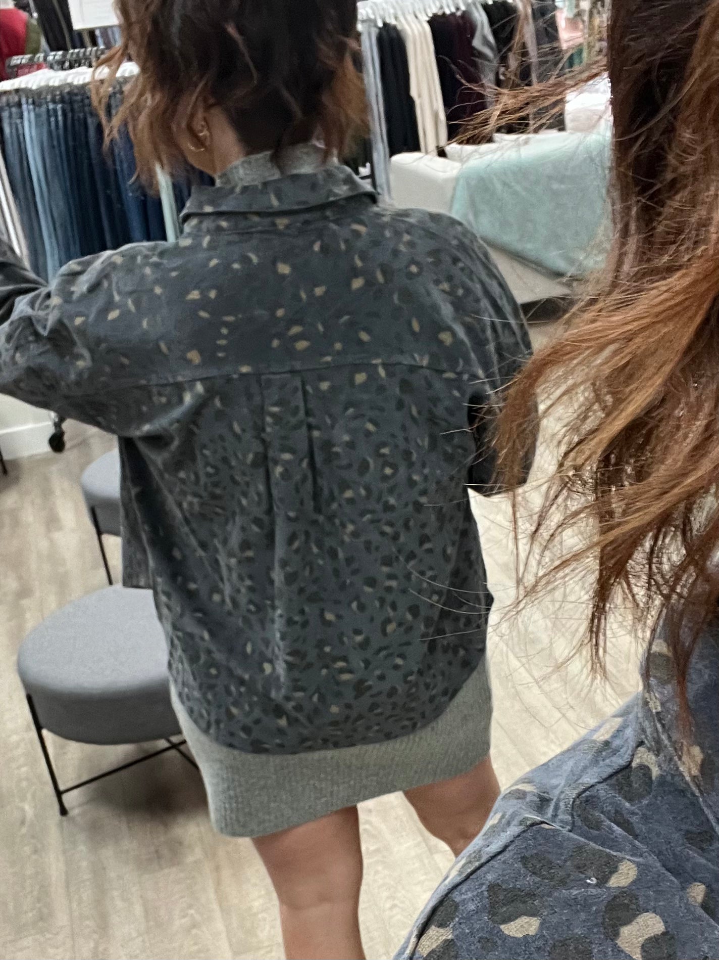 Leopard Printed Jacket in Blue Grey