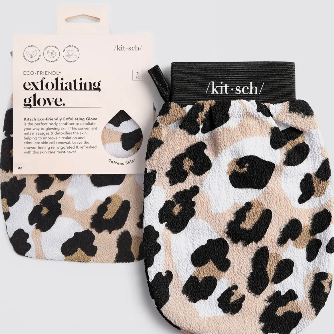 Kitsch Eco-Friendly Exfoliating Glove in Leopard