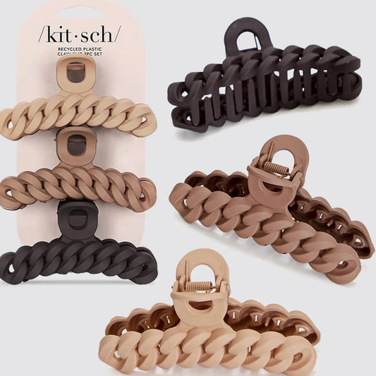 Kitsch Chain Claw Clip 3pc Set in Neutral