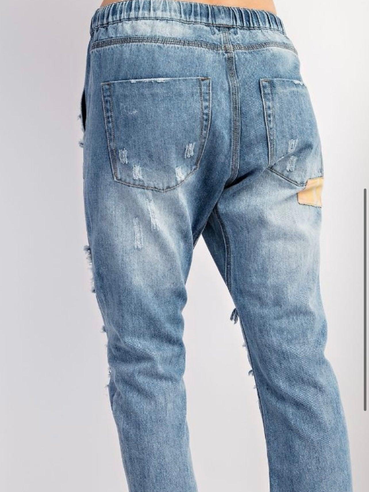 Patchwork Washed Denim Jeans