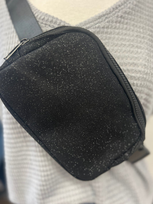 Black Glitter Bum Bag