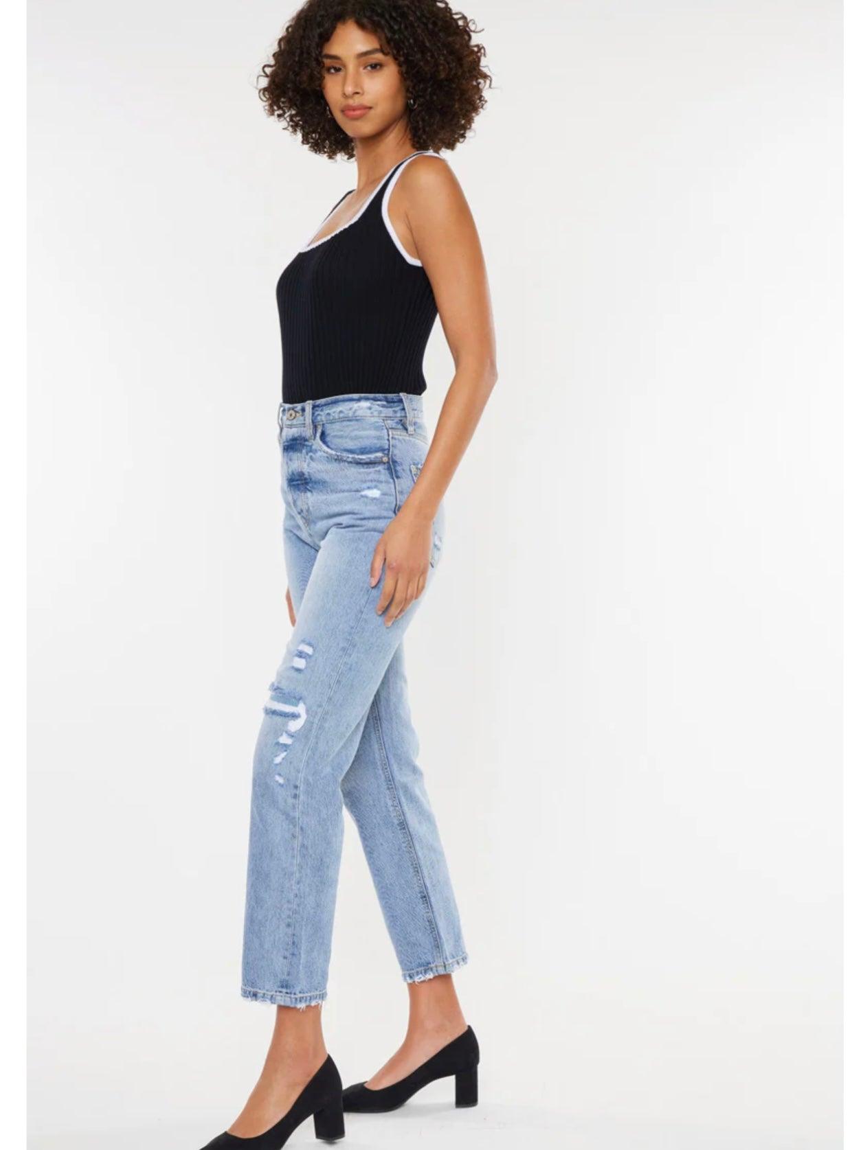 Kancan Kiara Ultra High Rise 90's Boyfriend Jeans in Light Wash