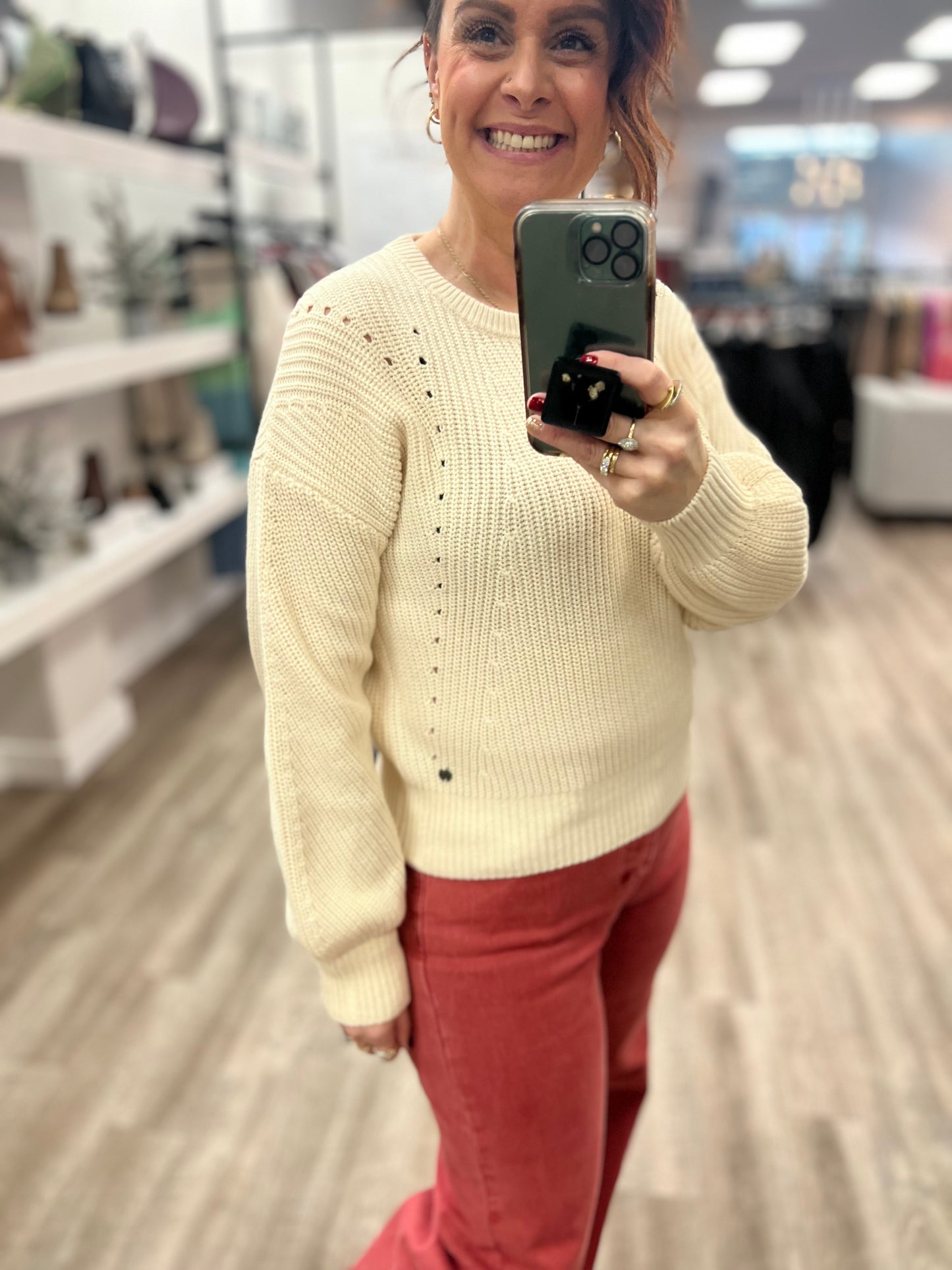 Cable Knit Sweater in White Cap