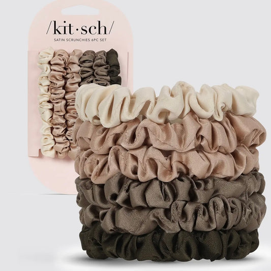 Kitsch Ultra Petite Satin Scrunchies 6pc in Eucalyptus