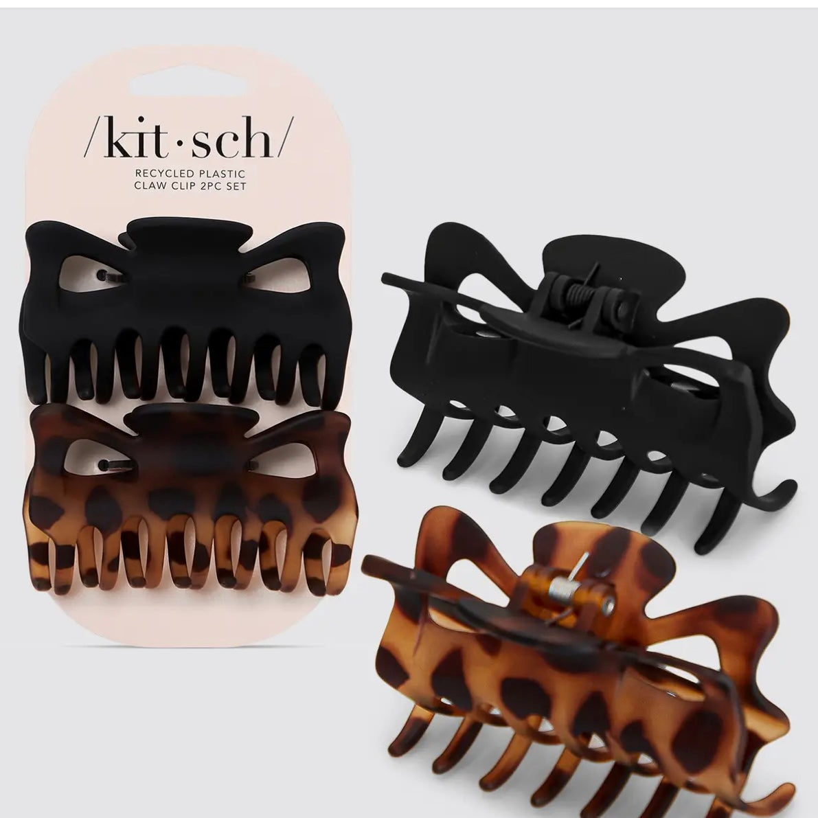 Kitsch Plastic Large Claw Clip 2pc in Black and Tort