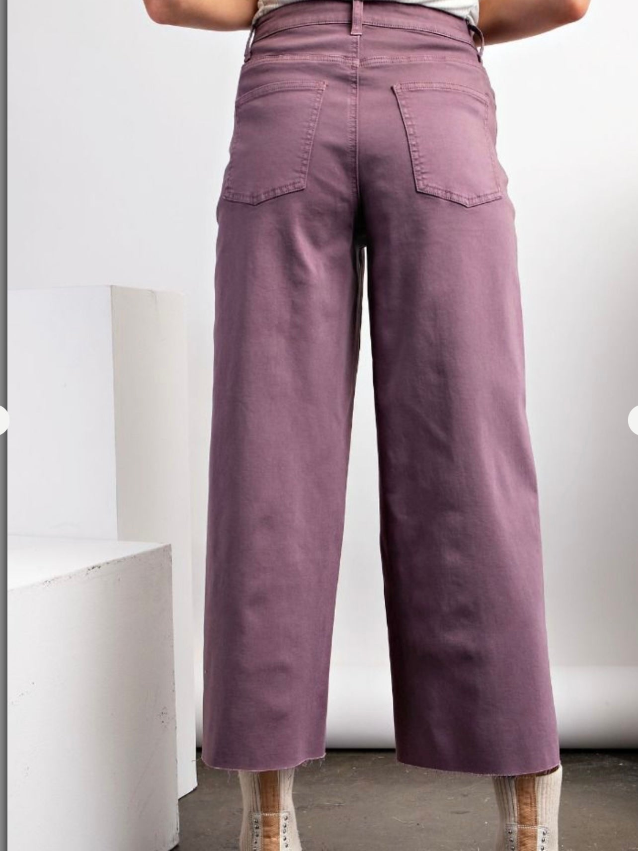 Button Front Stretch Twill Pants in Dusty Taro