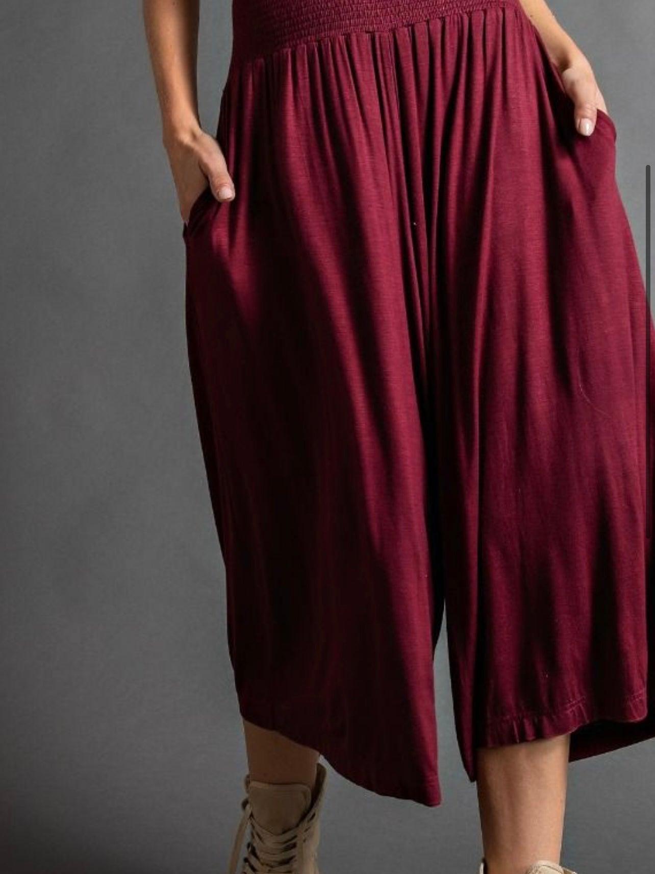 Wide Leg Pants in Deep Plum