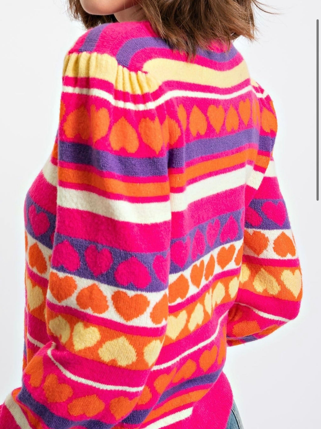 Heart Pattern Sweater in Hot Pink