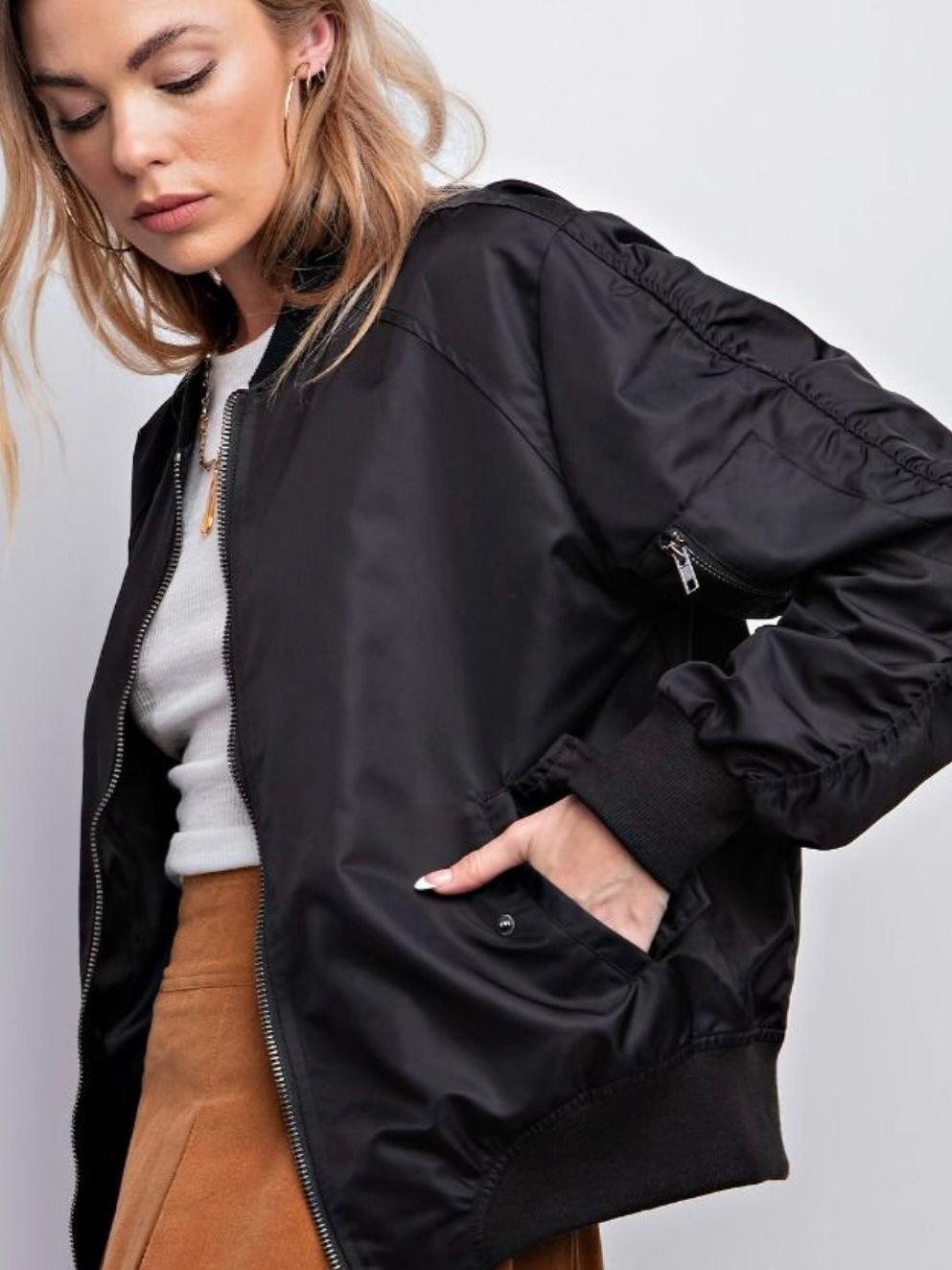 Parachute Zip Up Bomber Jacket in Black – The Salty Clothing Co