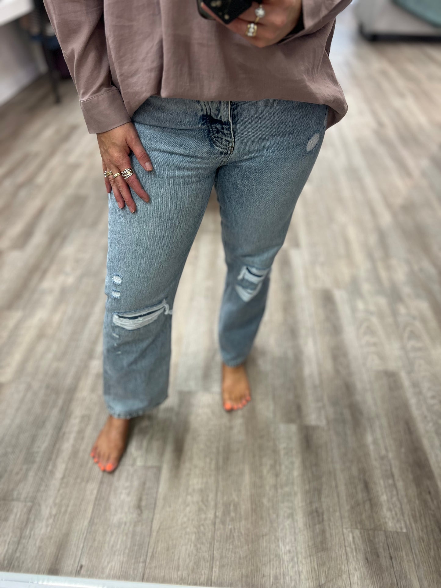 Kancan Kiara Ultra High Rise 90's Boyfriend Jeans in Light Wash