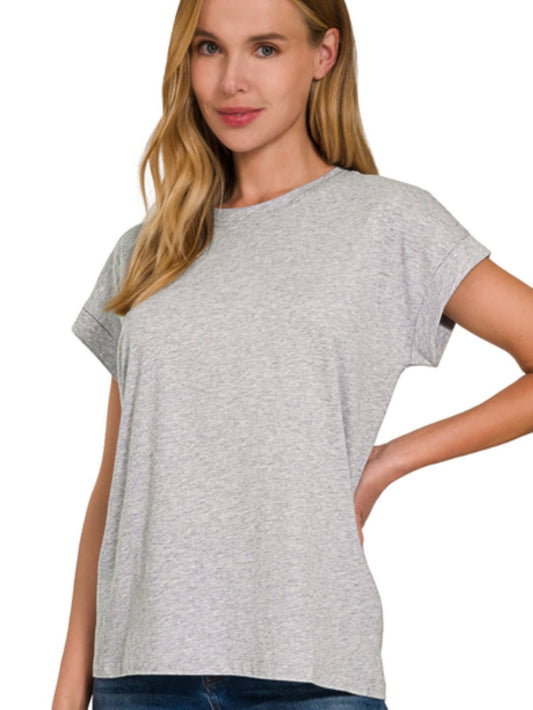 Rocky Rolled Up Sleeve Shirt in Heather Grey