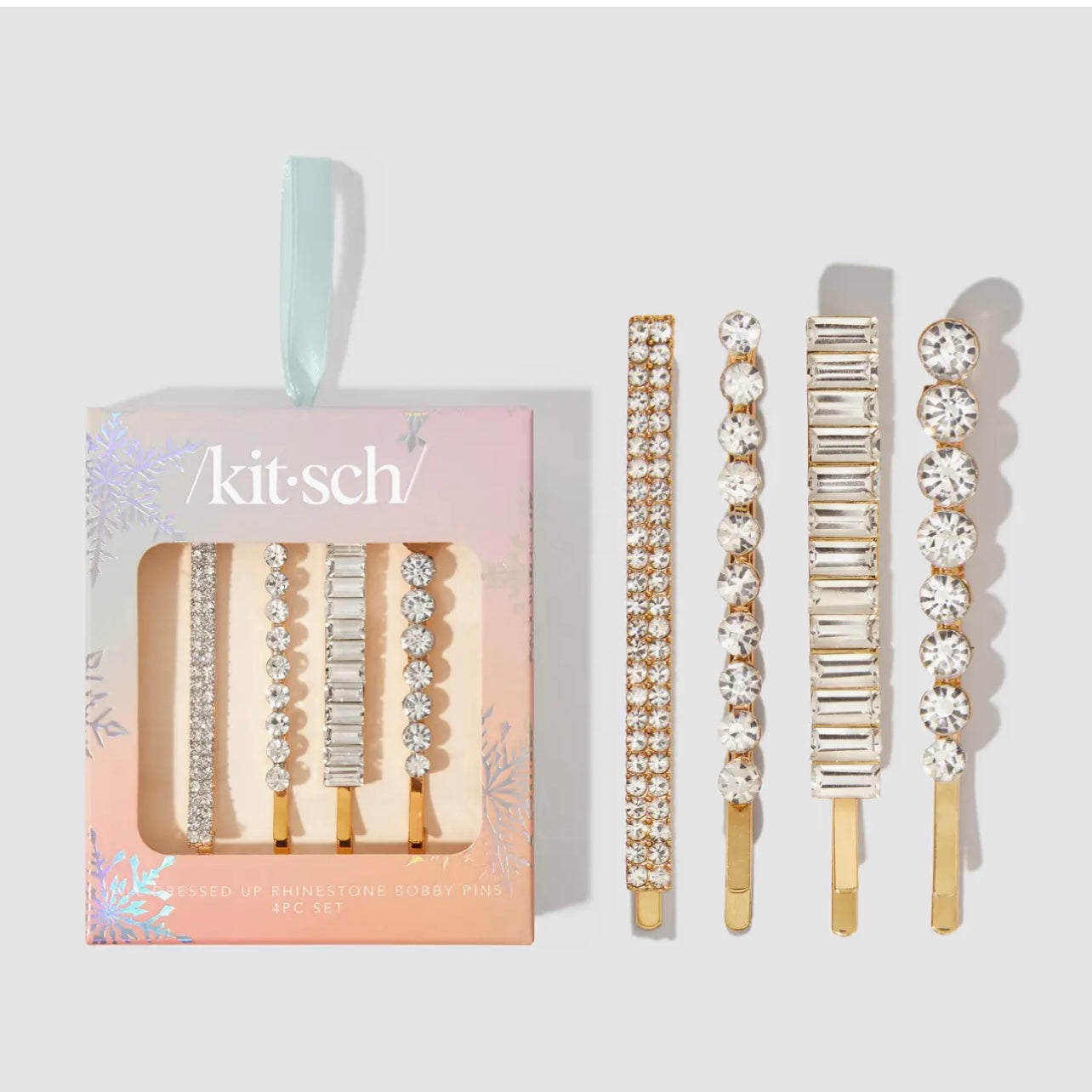 Kitsch Holiday All Dressed Up Rhinestone Bobby Pins 4pc Set