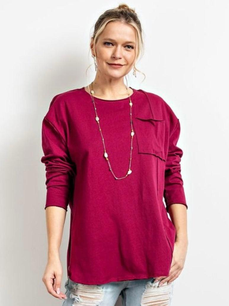 Cotton Jersey Top in Burgundy