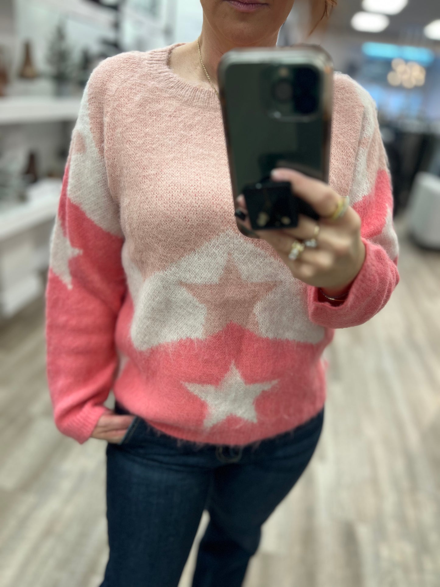 Star Patterned Sweater in Blush Pink