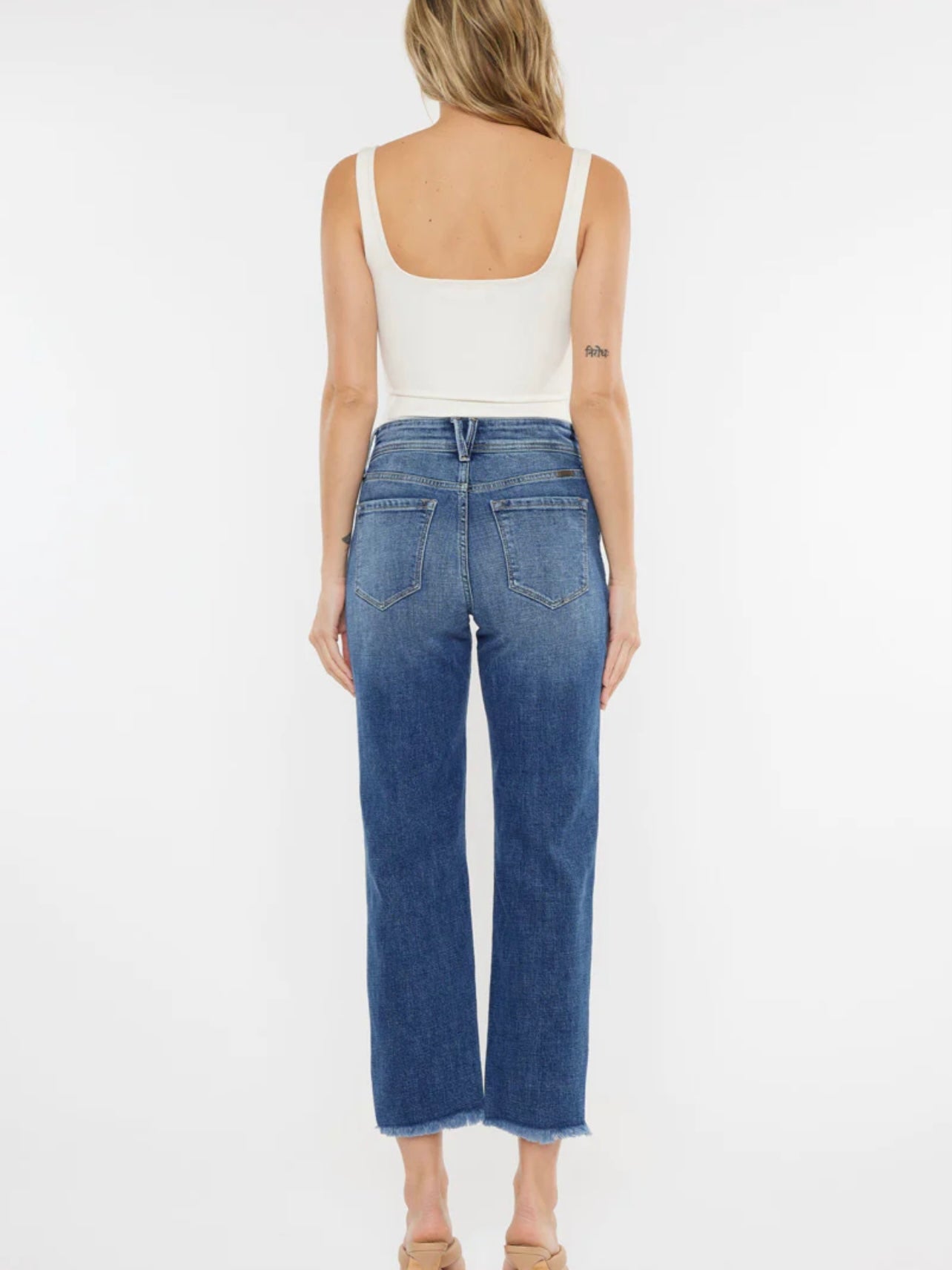 The Nancy High Rise Slim Straight Jeans in Medium Wash