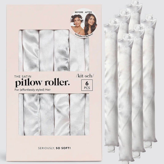 Kitsch Satin Heatless Pillow Rollers 6pc in Marble