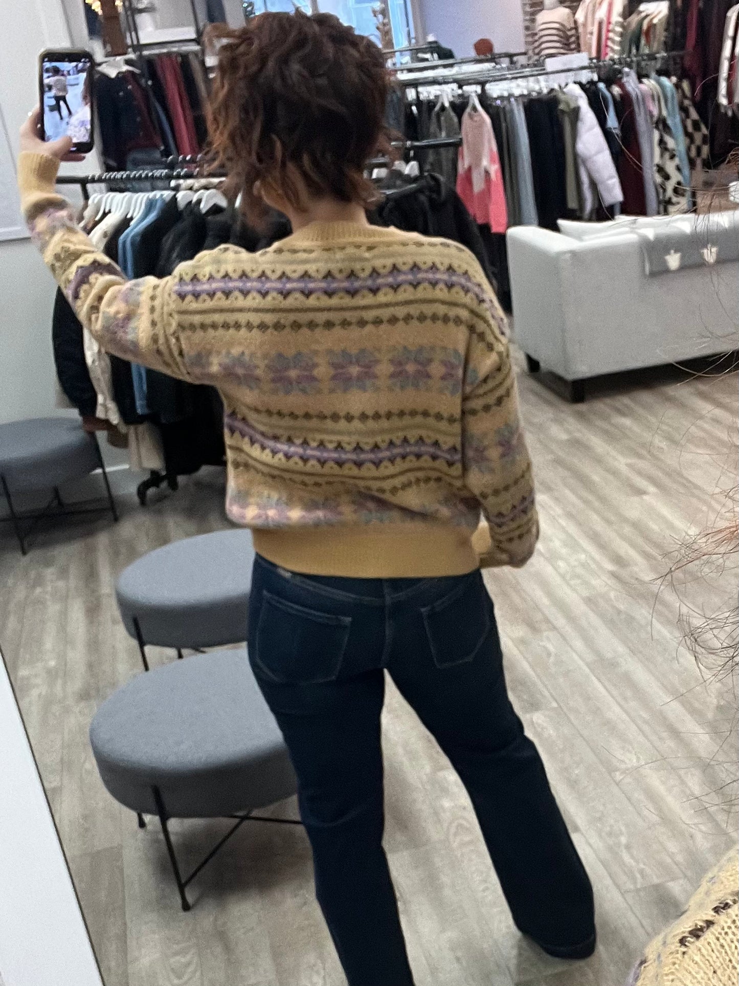 Boho Patterned Sweater in Butter