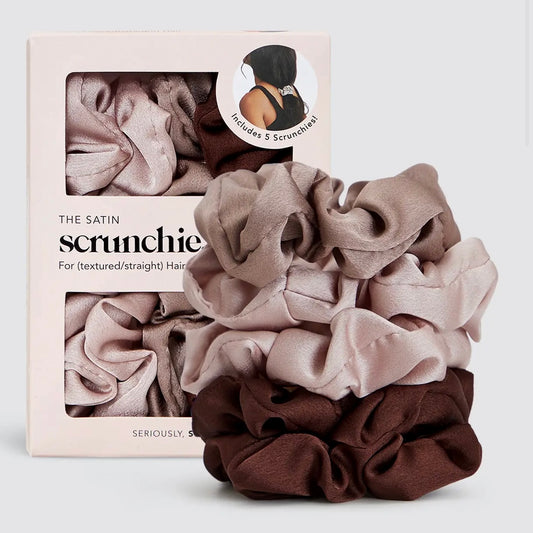 Kitsch Satin Sleep Scrunchies 5pc in Cameo