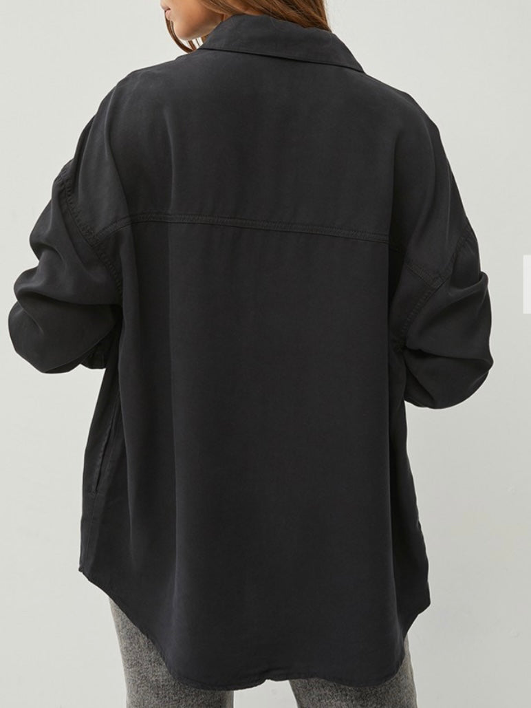 Oversized Tencel Shirt in Black