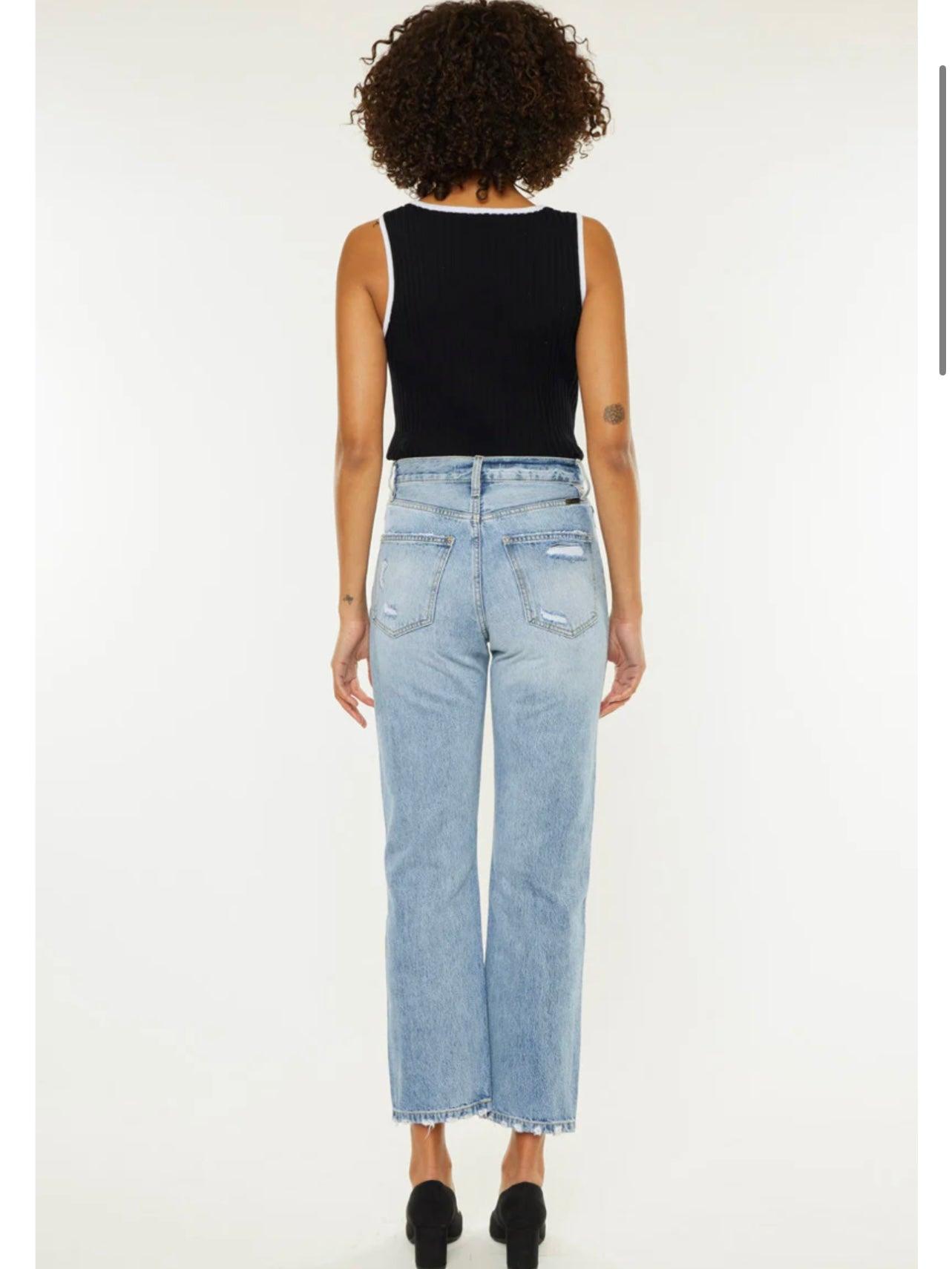 Kancan Kiara Ultra High Rise 90's Boyfriend Jeans in Light Wash