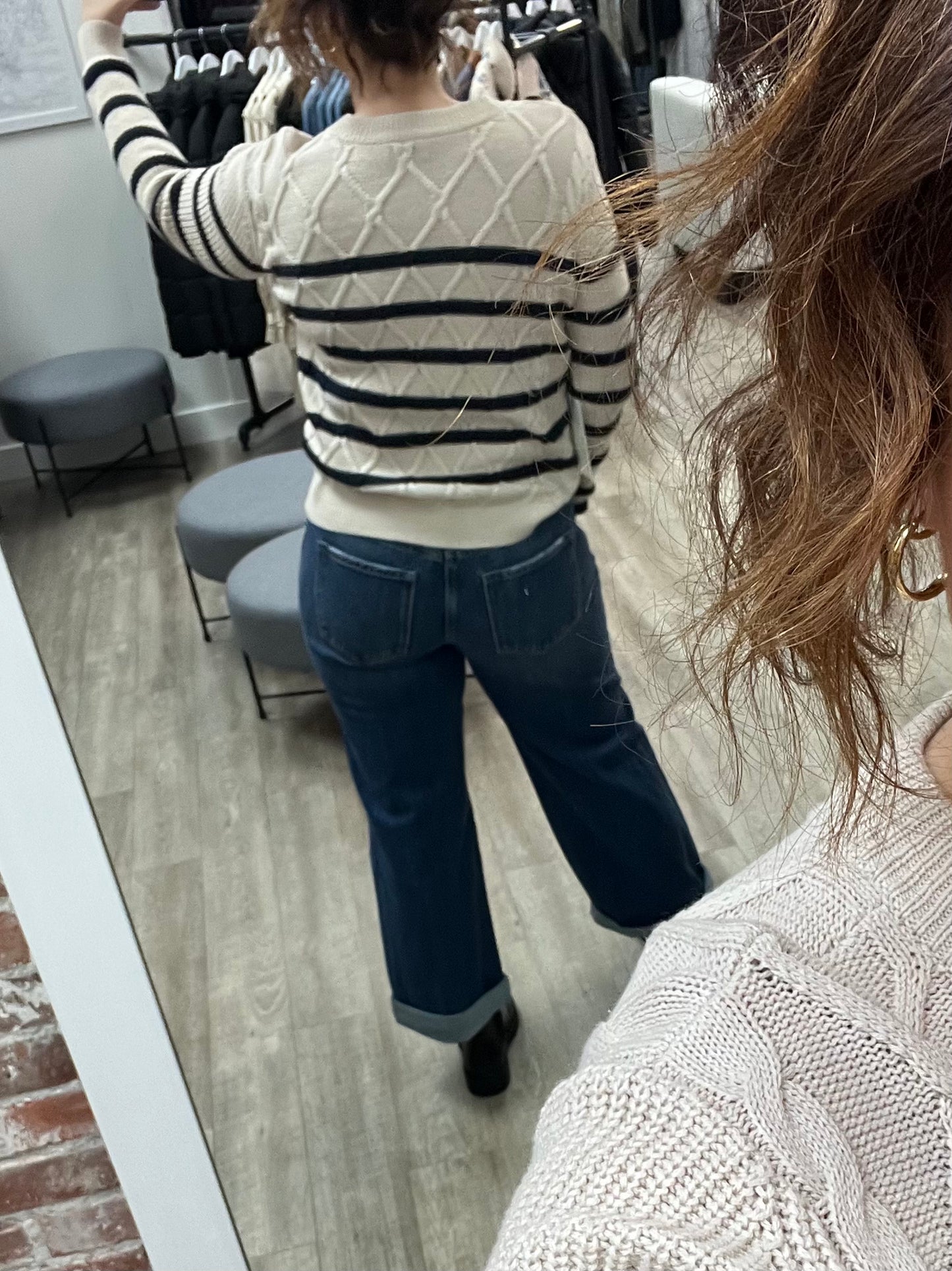 Almond/Blue Striped Sweater