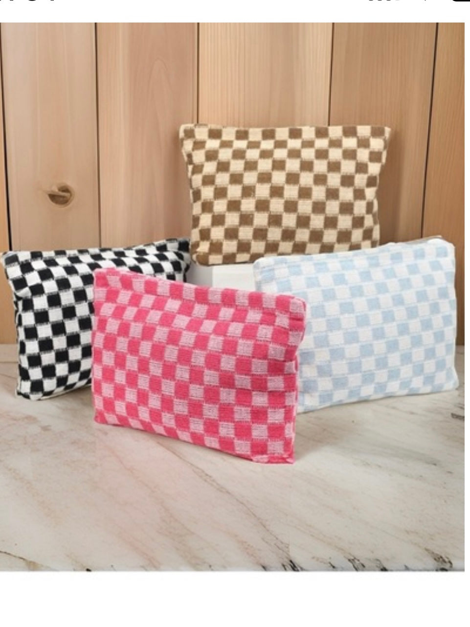 Checkered Cosmetic Makeup Clutches