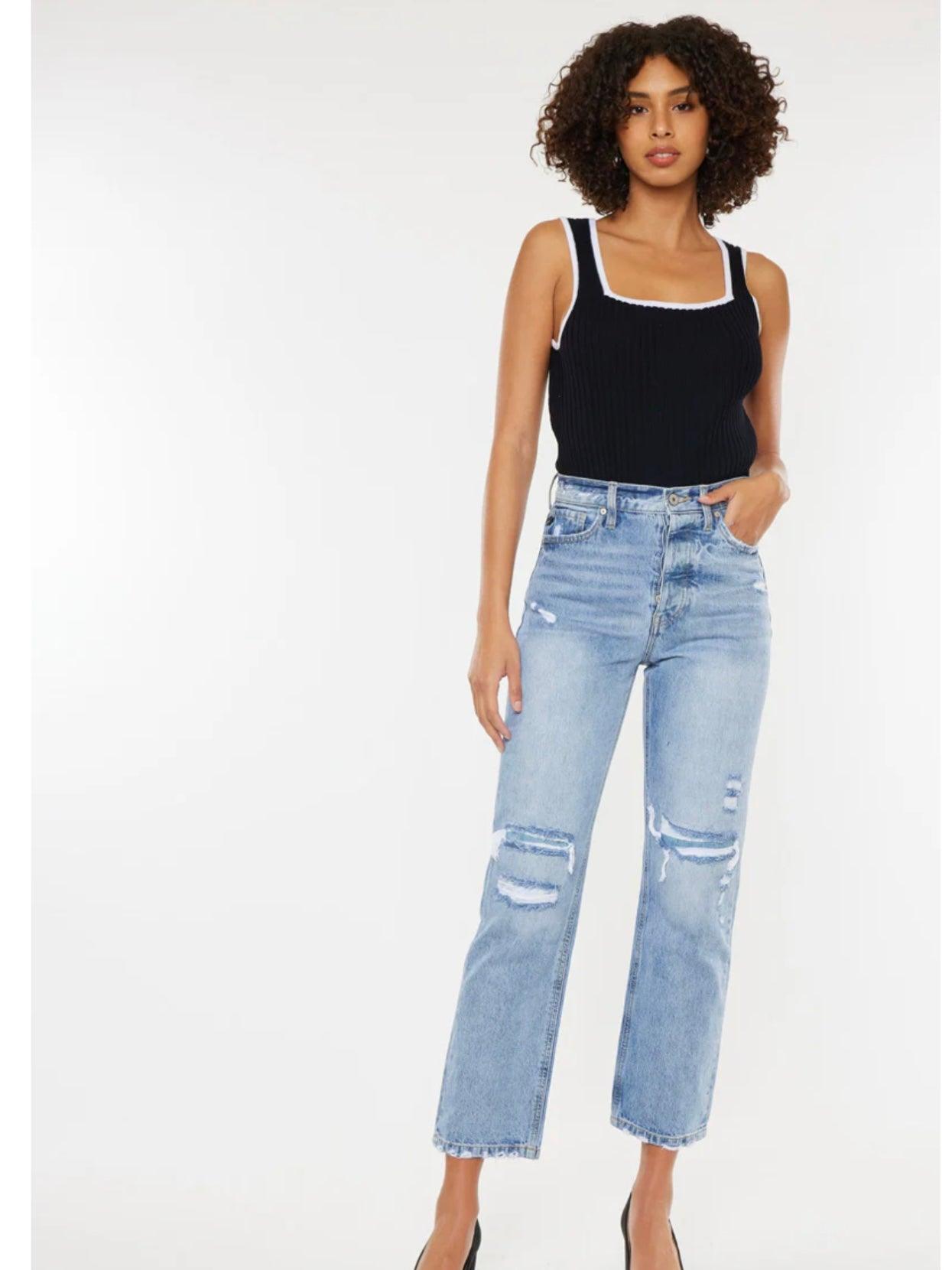 Kancan Kiara Ultra High Rise 90's Boyfriend Jeans in Light Wash