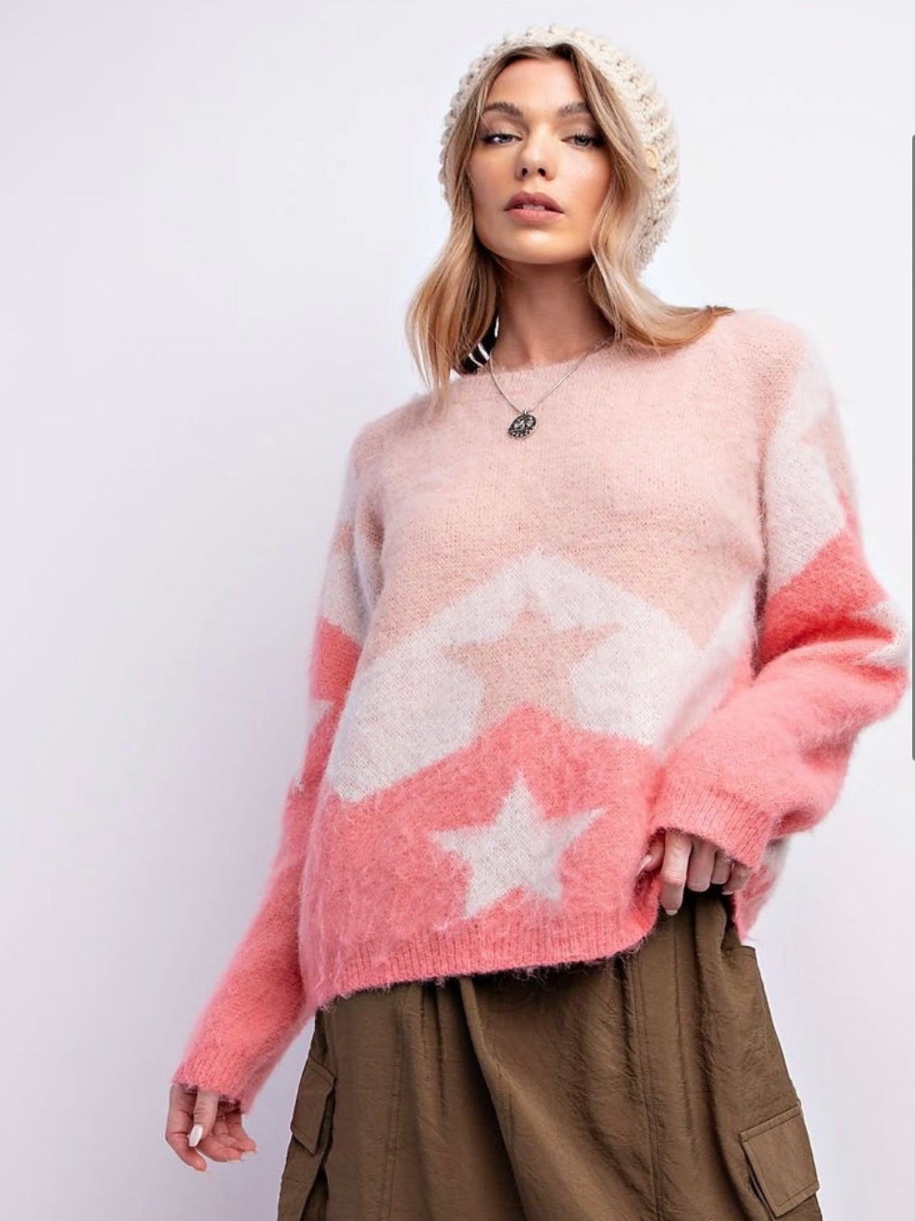 Star Patterned Sweater in Blush Pink