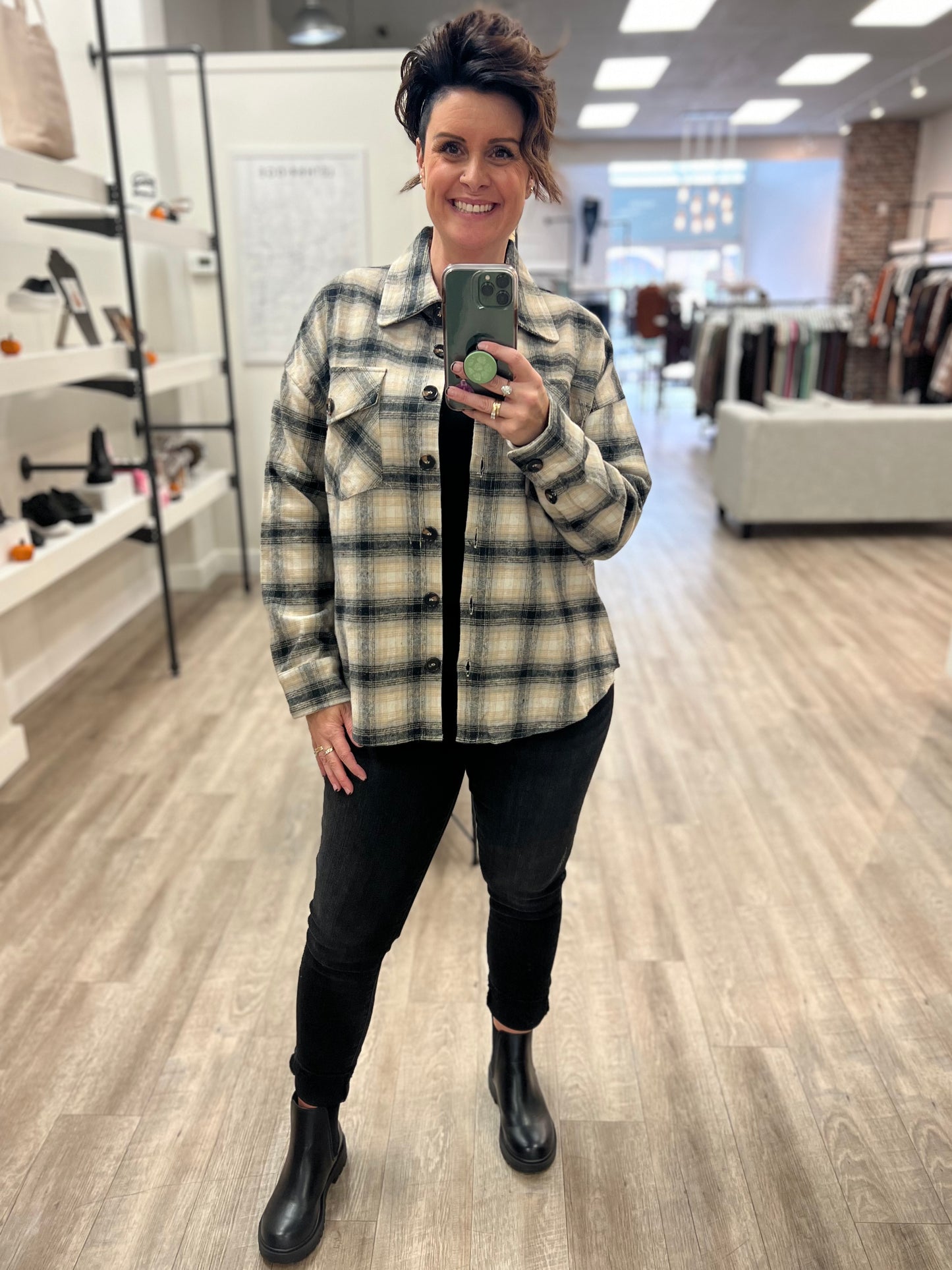 Plaid Taupe Shacket