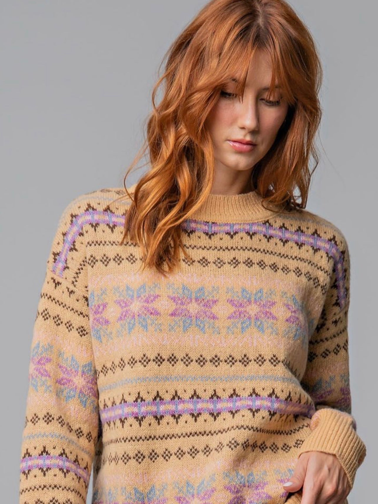 Boho Patterned Sweater in Butter