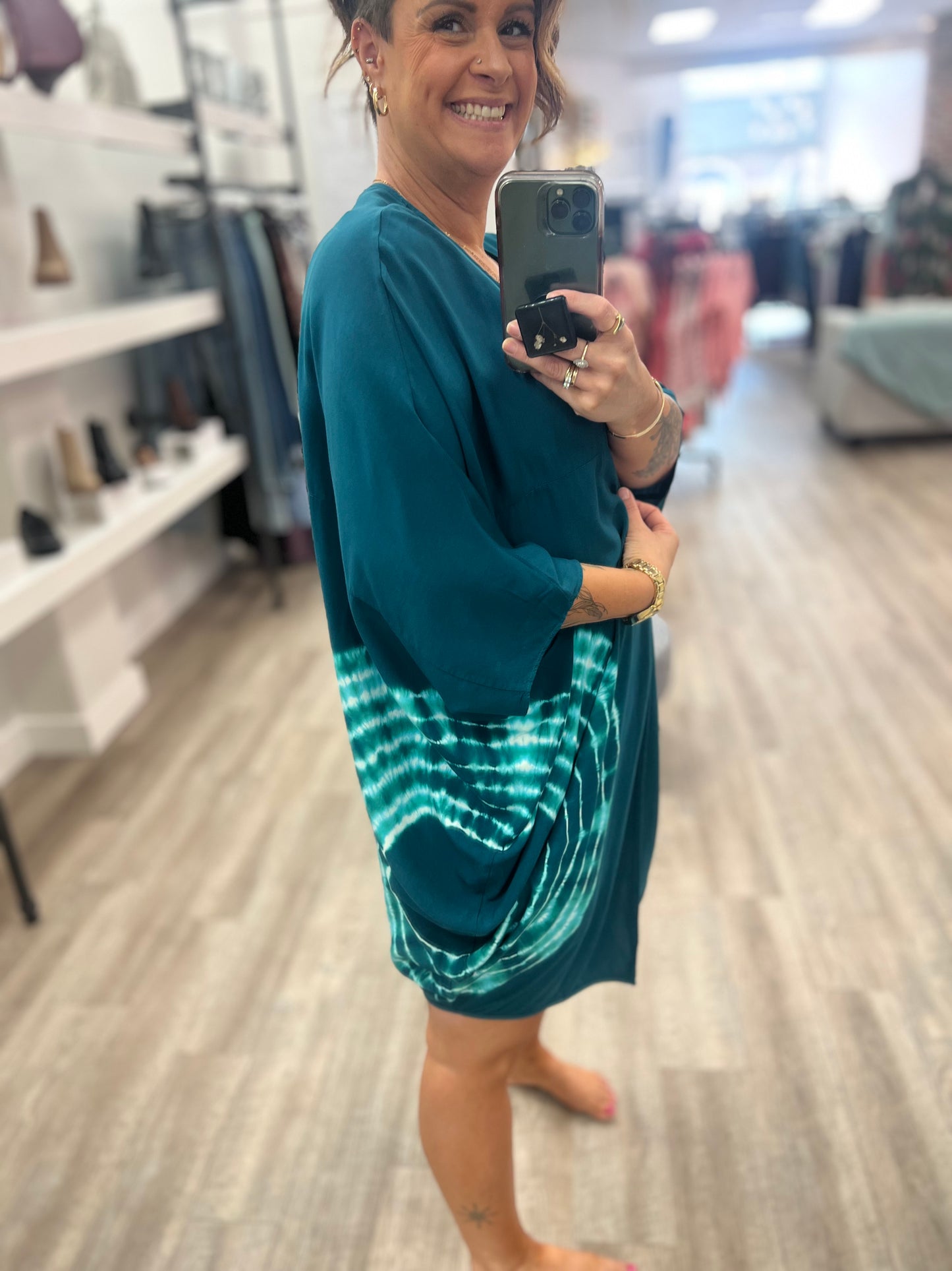 Tie Dye Dolman Kimono in Peacock