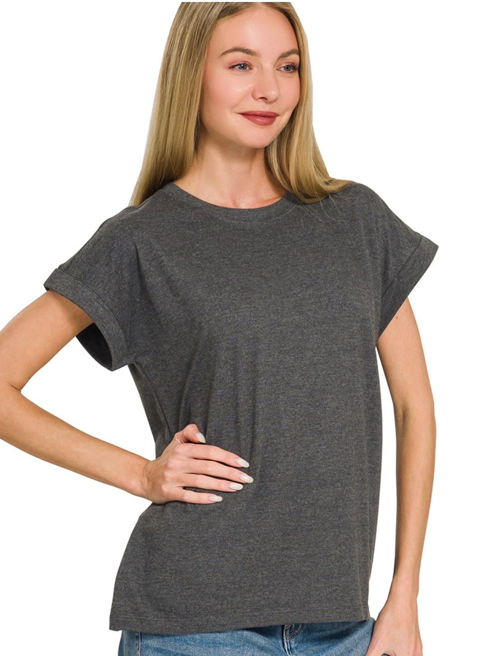 Rocky Rolled Up Sleeve Shirt in Charcoal