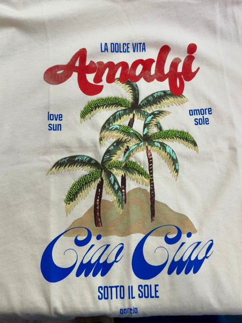 Palm Paradise Shoulder Tee in Whitecap