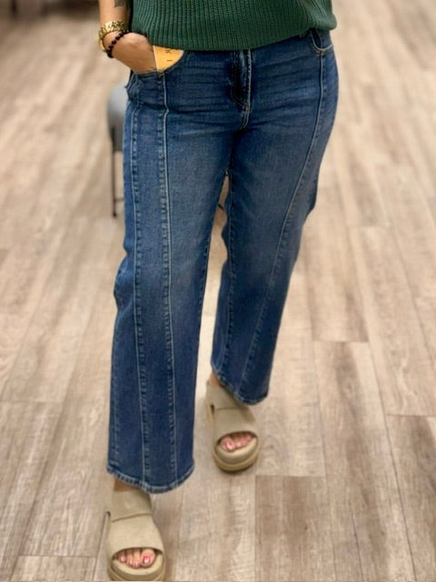 Risen High Rise Crop Straight Jeans