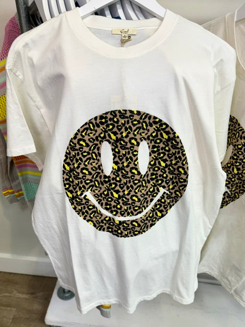 Smile Shirt Leopard Print in White