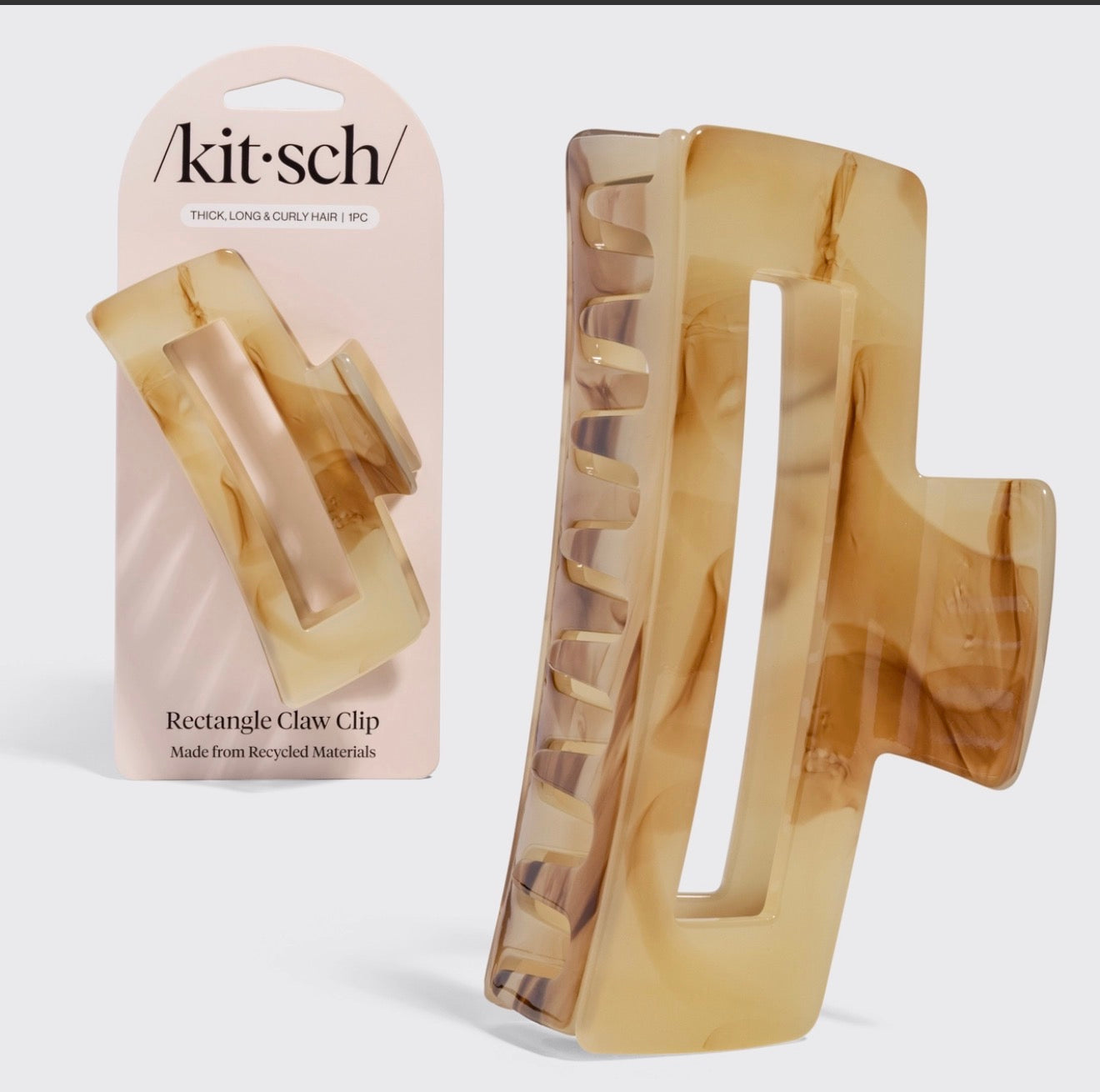 Kitsch Jumbo Open Shape Claw Clip in Chocolate Marble