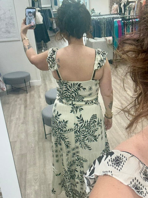 Midnight Garden Midi Dress in Off White