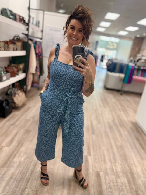 Blue Haven Jumpsuit in Leopard Denim
