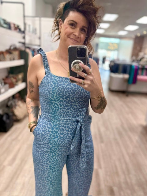 Blue Haven Jumpsuit in Leopard Denim
