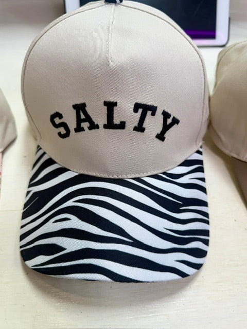 Salty Two-Tone Canvas Cotton Caps in Black, Leopard, Pink, Fuchsia, Beige, Floral, Zebra and Paisley