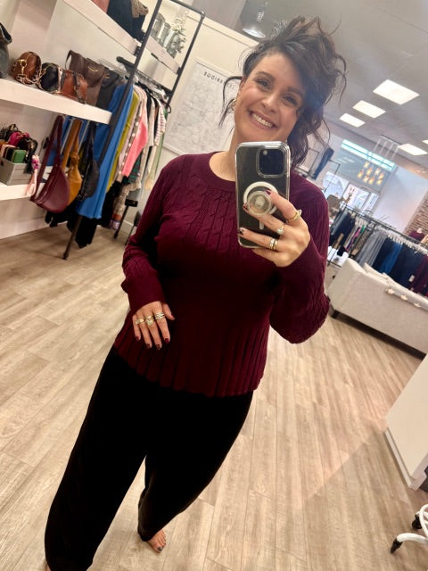 Wine And Whimsy Knit Sweater in Plum