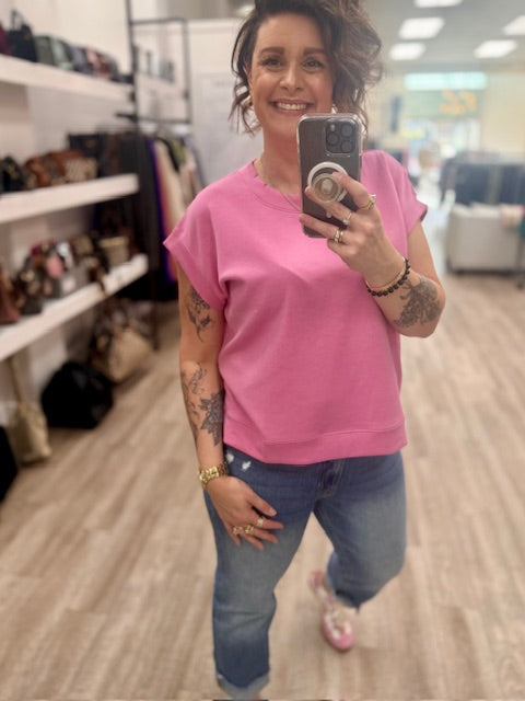 Scuba Short Sleeve Sweatshirt in Candy Pink