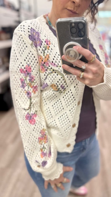The Wildflower Romance Cardi in Oatmeal
