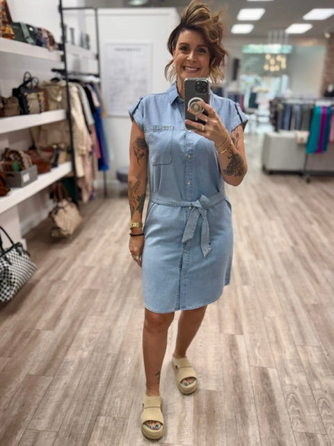 The Light & Free Shirt Dress in Light Denim