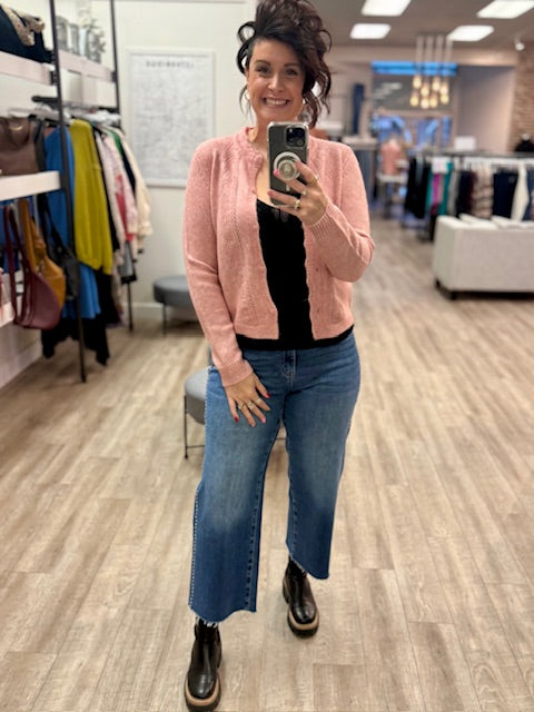 Asiapak Long Sleeve Cardigan in Cameo Rose