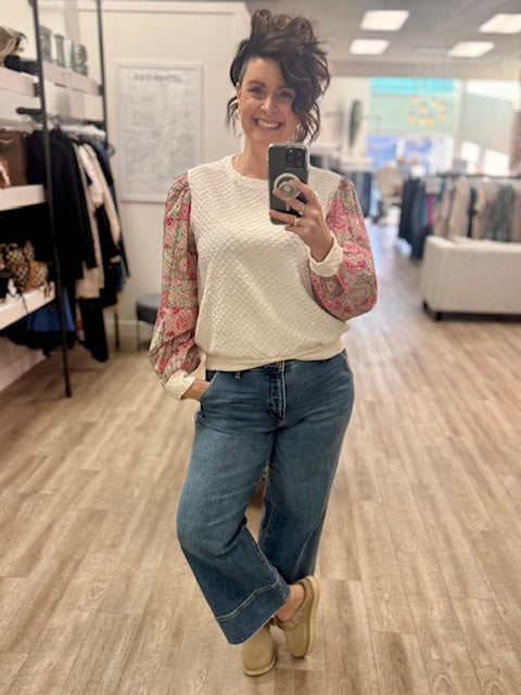 Pattern Sleeves Quilted Light Top in Rose
