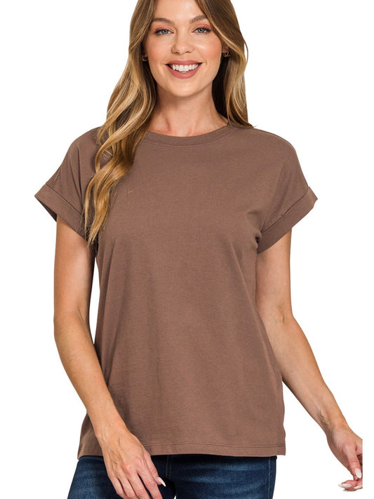 Rocky Rolled Up Sleeve in Brown