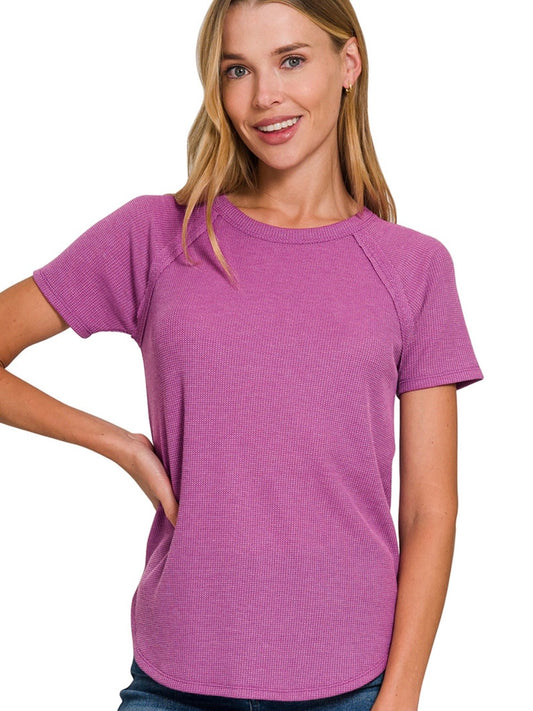 The One The Only Waffle Shirts in Forest Green, Light Plum, and Mocha