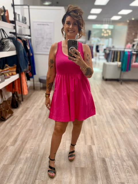 Meet Me Downtown Dress in Hot Pink