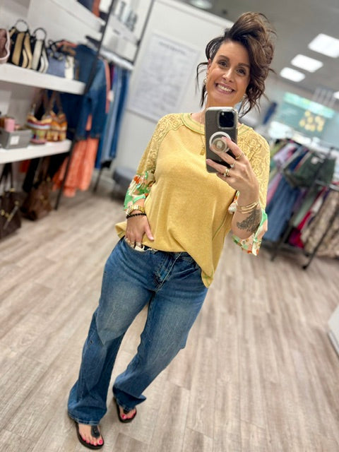 The Keepsake Lace Top In Honey Mustard